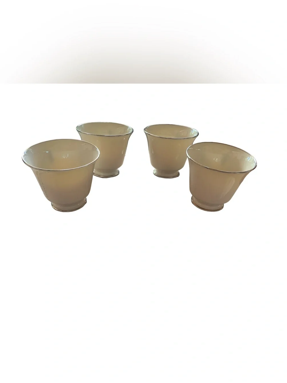 Lenox 4 MAYWOOD FOOTED CUP & SAUCER Sets Cream Ivory Platinum Tea Coffee‎